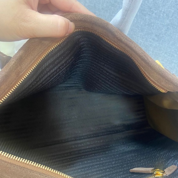 Brown Prada Suede Designer Handbag - Picture 5 of 7